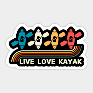 Retro Live Love Kayak Kayaking Sticker